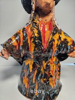 Vintage one of a kind Handcrafted pottery Witch figurine