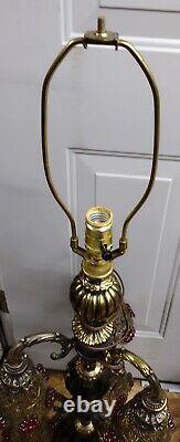 Vtg Hollywood Regency Six Arm Light Brass Table Lamp ONE OF A KIND