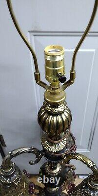 Vtg Hollywood Regency Six Arm Light Brass Table Lamp ONE OF A KIND