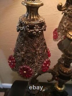 Vtg Hollywood Regency Six Arm Light Brass Table Lamp ONE OF A KIND