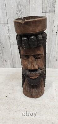 Vtg One Of A Kind! 2 Sided Hand Carved Wooden Sculpture Cool? Unusual
