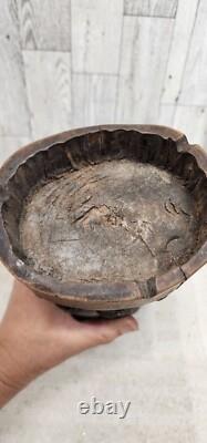 Vtg One Of A Kind! 2 Sided Hand Carved Wooden Sculpture Cool? Unusual