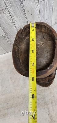 Vtg One Of A Kind! 2 Sided Hand Carved Wooden Sculpture Cool? Unusual