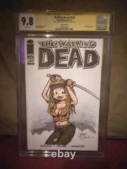 WALKING DEAD #109 SKETCHED by Larry Welz CHERRY as MICHONNE one of a kind