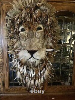 WHIMSICAL Handmade Lion Head wall hanging. One of a kind