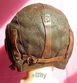 WWII AAF Leather A11 Flying Helmet, Rigger Modified! One of a Kind