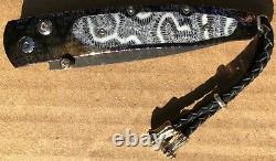 William Henry Knife B10 One Of Kind Heat Blue Damascus Scales Fossil Brain Coral