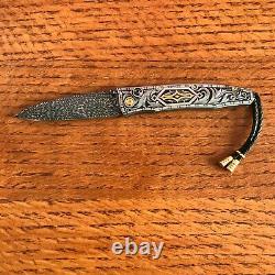William Henry Knife B30 One Of A Kind Hand Engraved 24k Gold Inlays Retail $6700