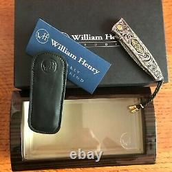 William Henry Knife B30 One Of A Kind Hand Engraved 24k Gold Inlays Retail $6700