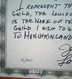 Wizard Of Oz-Autographed Lollipop Kids Collection 1 Of A Kind JSA Only One