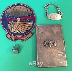 World War II ONE of A KIND Collection Sterling Silver Cigarette Case Ring ID Tag