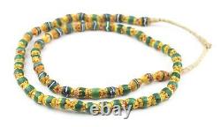 Yellow Oval Striped Venetian Trade Beads One of a Kind 9mm Ghana African Glass