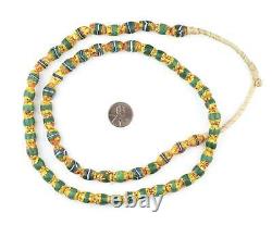 Yellow Oval Striped Venetian Trade Beads One of a Kind 9mm Ghana African Glass
