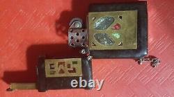 Zippo 1970 custom pipe Lighter ARTSY hippie looks stained glass one of a kind