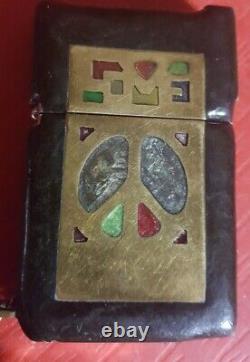 Zippo 1970 custom pipe Lighter ARTSY hippie looks stained glass one of a kind