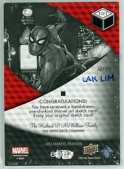 2017 Ud Marvel Premier Sketch Cards Spider-man Lak Kim Auto 1/1 One Of A Kind