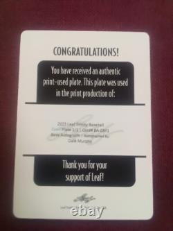 2023 Leaf Trinity Dale Murphy Plaque d’impression Auto Autographe unique en son genre #1/1
