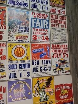 21 Affiches de Foire et de Carnaval Vintage Originales Rares. Une Collection Unique.