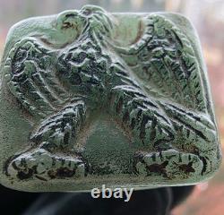 300 av. J.-C. Anneau hololithe romain antique authentique en pierre précieuse gravée représentant un aigle