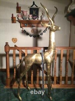 66 Tall Brass Antelope Gazelle Deer Comme Statue MID Century Un D'un Genre