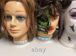9 têtes de mannequins personnalisées et effrayantes faites à la main / peintes VTG, personnalisées et uniques.