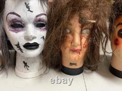 9 têtes de mannequins personnalisées et effrayantes faites à la main / peintes VTG, personnalisées et uniques.