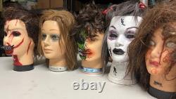 9 têtes de mannequins personnalisées et effrayantes faites à la main / peintes VTG, personnalisées et uniques.