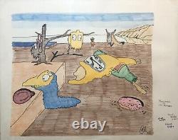 AFFICHE SIMPSONS PERSISTENCE DE LA MÉMOIRE DESSINÉE À LA MAIN ET UNIQUE 16 x 20 OOAK