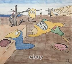 AFFICHE SIMPSONS PERSISTENCE DE LA MÉMOIRE DESSINÉE À LA MAIN ET UNIQUE 16 x 20 OOAK