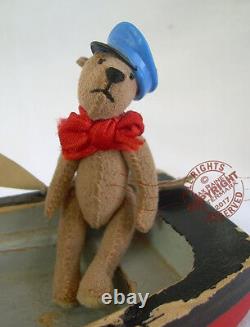 ARTISTE MINIATURE TEDDY marin + son bateau ROOSEVELT BEAR CO 1986 Cathy Peterson