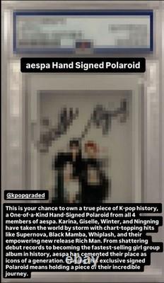 Aespa Original Polaroid Signée à la Main Unique Certifiée Psa/dna