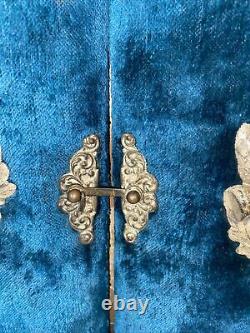 Album photo victorien en velours bleu antique rare et unique en son genre