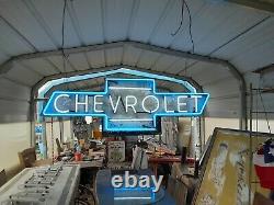 Ancien Chevrolet Neon Sign Bowtie Concessionnaire Signe Unique En Son Genre
