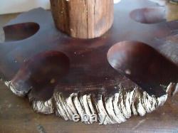 Ancien porte-pipe en bois de burl avec bord brut, unique et fait à la main / Primitif