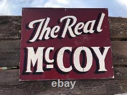 Antique Advertising Sign, The Real Mccoy, Original One Of A Kind Steel One-sided