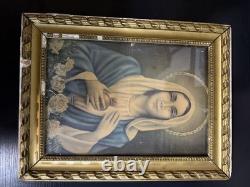Antique Unique Madonna des Larmes Encadrée 17X13
