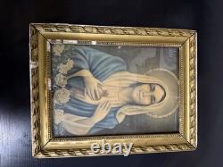 Antique Unique Madonna des Larmes Encadrée 17X13