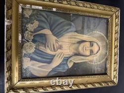 Antique Unique Madonna des Larmes Encadrée 17X13
