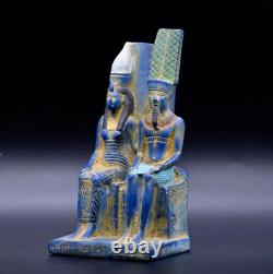 Antiquités égyptiennes anciennes UNE DE RARE ESPÈCE Statue de l'Antiquité Amon avec sa femme avant J.-C.