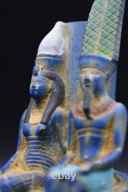 Antiquités égyptiennes anciennes UNE DE RARE ESPÈCE Statue de l'Antiquité Amon avec sa femme avant J.-C.