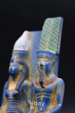 Antiquités égyptiennes anciennes UNE DE RARE ESPÈCE Statue de l'Antiquité Amon avec sa femme avant J.-C.