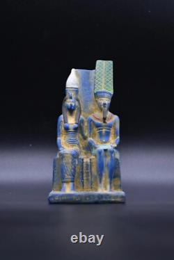 Antiquités égyptiennes anciennes UNE DE RARE ESPÈCE Statue de l'Antiquité Amon avec sa femme avant J.-C.