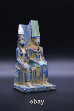 Antiquités égyptiennes anciennes UNE DE RARE ESPÈCE Statue de l'Antiquité Amon avec sa femme avant J.-C.