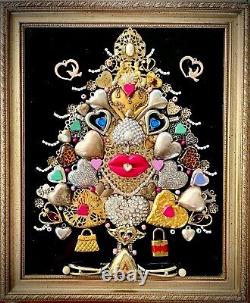 Arbre de Noël, Collection de Cœurs, Bijoux Encadrés Art One Of A Kind, Cadeau Unique