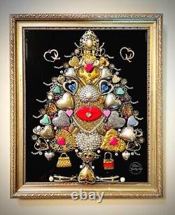 Arbre de Noël, Collection de Cœurs, Bijoux Encadrés Art One Of A Kind, Cadeau Unique