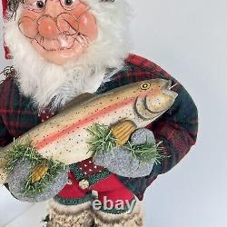 Art Vintage de Pêcheur Santa par AL KIDWELL, Pièce Unique Signée, Fantaisiste