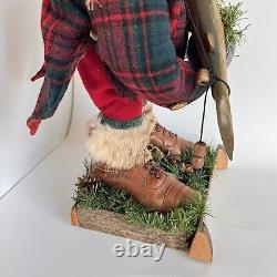 Art Vintage de Pêcheur Santa par AL KIDWELL, Pièce Unique Signée, Fantaisiste