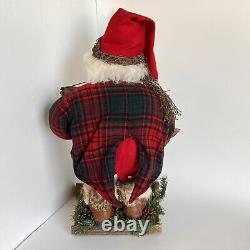 Art Vintage de Pêcheur Santa par AL KIDWELL, Pièce Unique Signée, Fantaisiste