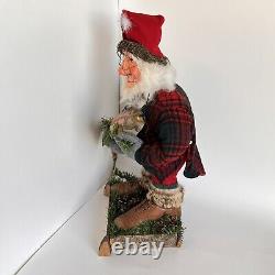 Art Vintage de Pêcheur Santa par AL KIDWELL, Pièce Unique Signée, Fantaisiste