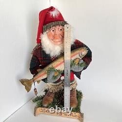 Art Vintage de Pêcheur Santa par AL KIDWELL, Pièce Unique Signée, Fantaisiste